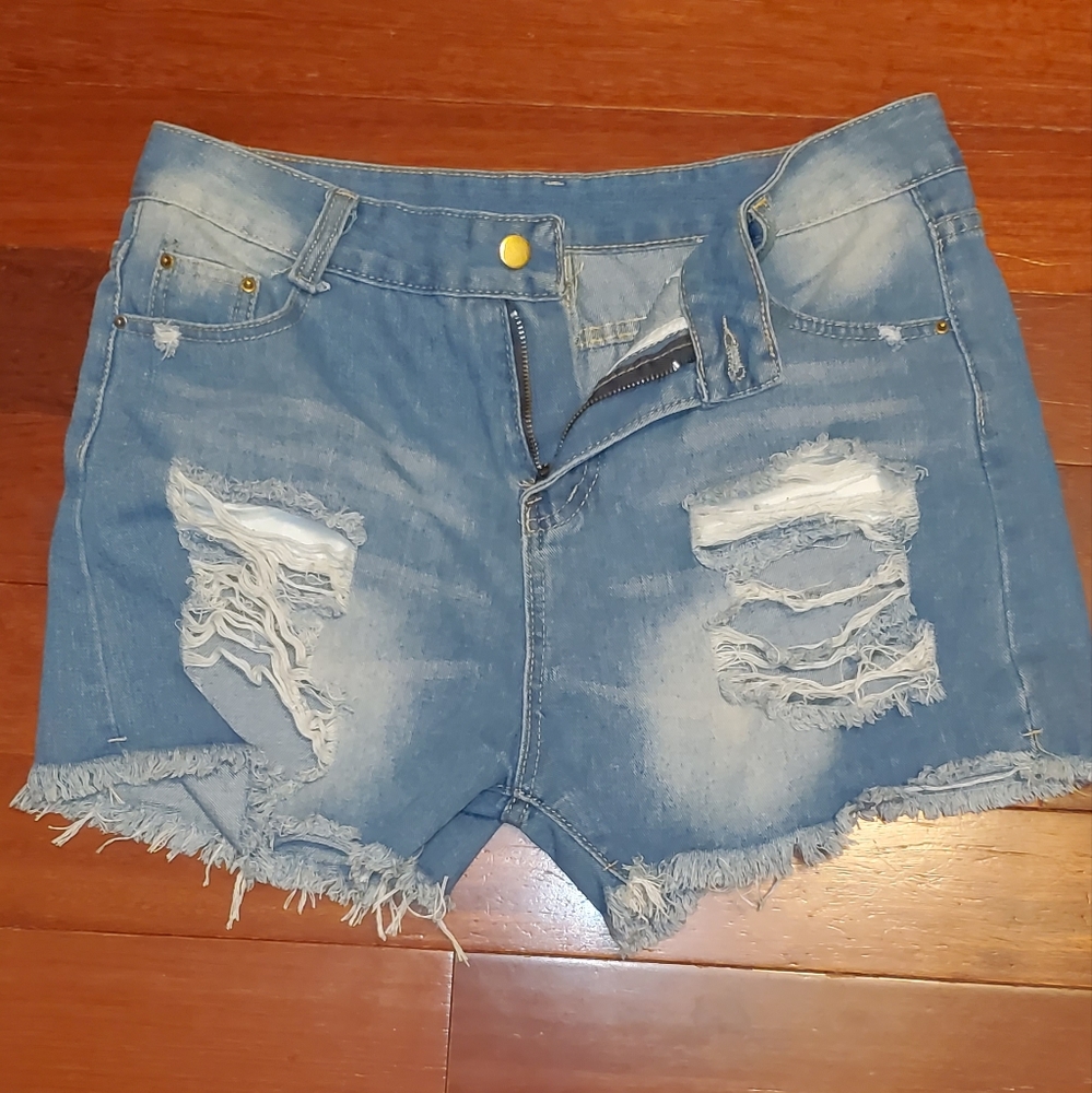 Blue denim ripped no name shorts size XL